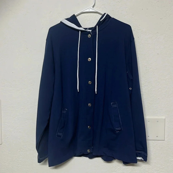 Sag Harbor sport hoodie size 2X cotton blend button down hoodie sweater pockets - Picture 4 of 10